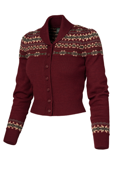 EMMY Cardigan, Fair Isle Maroon