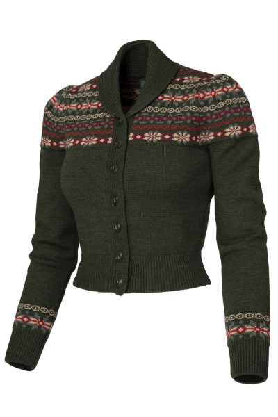 EMMY Cardigan, Fair Isle Pine Green