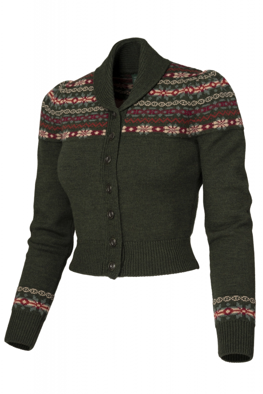 EMMY Cardigan, Fair Isle Pine Green