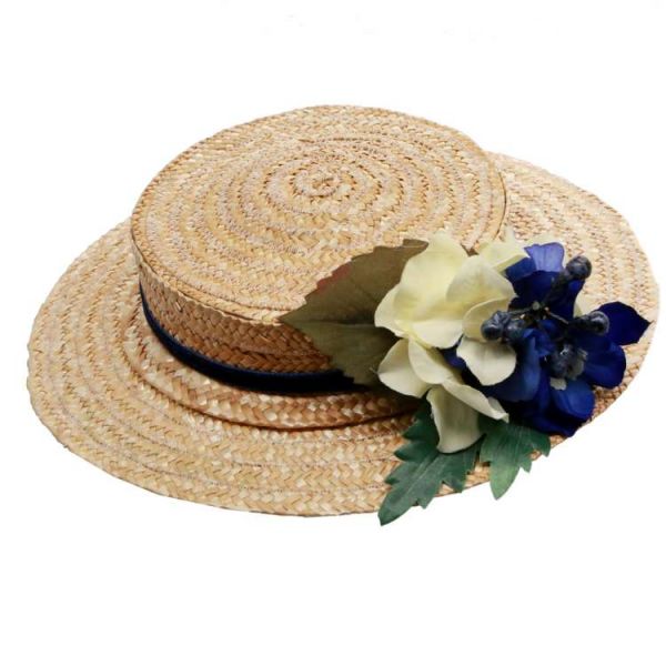 Straw Hat, MIRANDA's Boater & Navy/White Floral