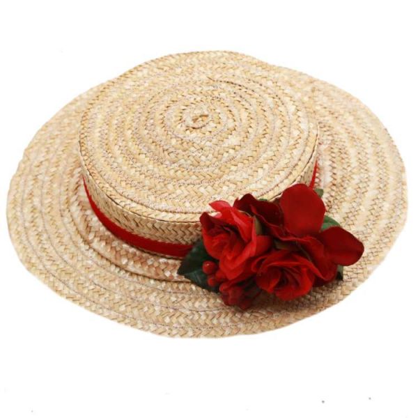 Straw Hat, MIRANDA's Boater & Red Floral