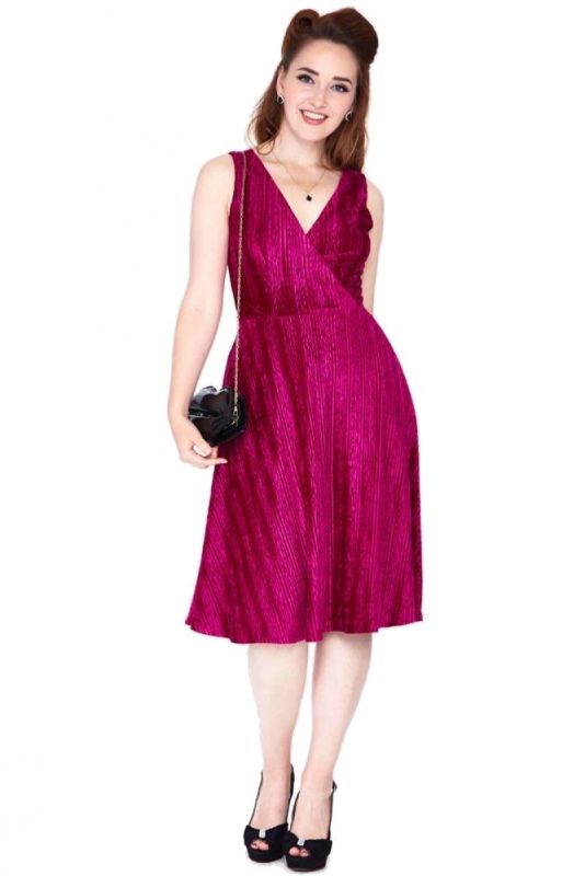 Dress, IRENE Velvet Magenta (8379)