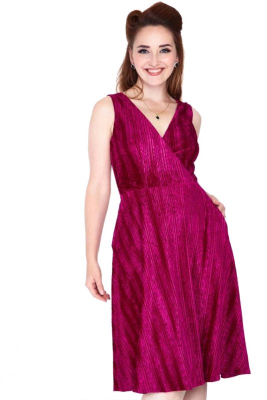 Dress, IRENE Velvet Magenta (8379)
