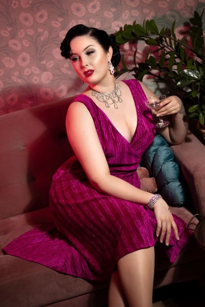 Dress, IRENE Velvet Magenta (8379)