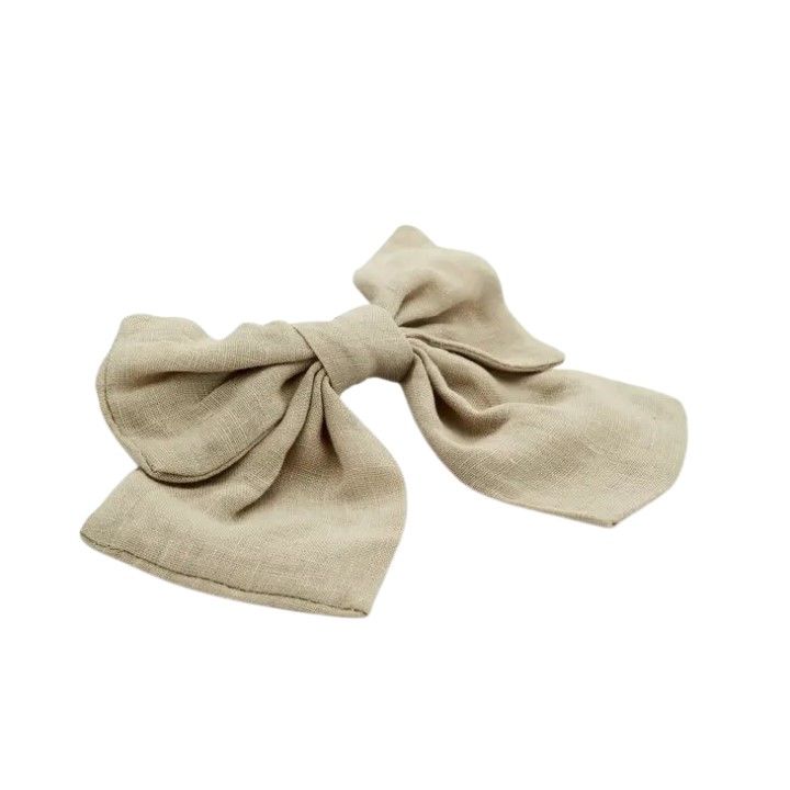 Hair Bow, JASMINE Linen Beige