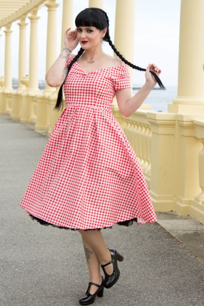 Swing Dress, LILY 50s Red Gingham (873)