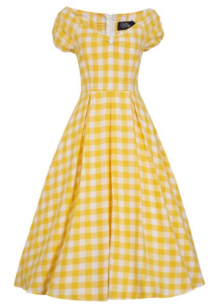 Swing Dress, LILY 50s Yellow Check (873)