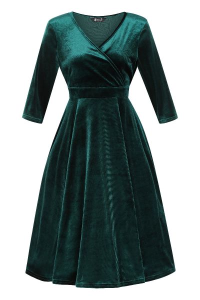 Swing Dress, LYRA Emerald Velvet