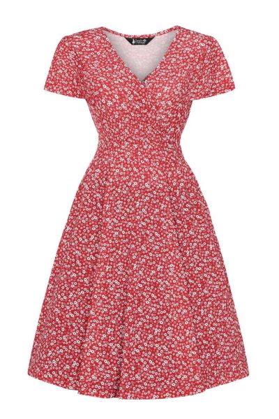 Swing Dress, LYRA MINI Red Ditsy
