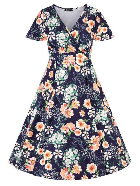 Swing Dress, LYRA Navy Vintage Floral