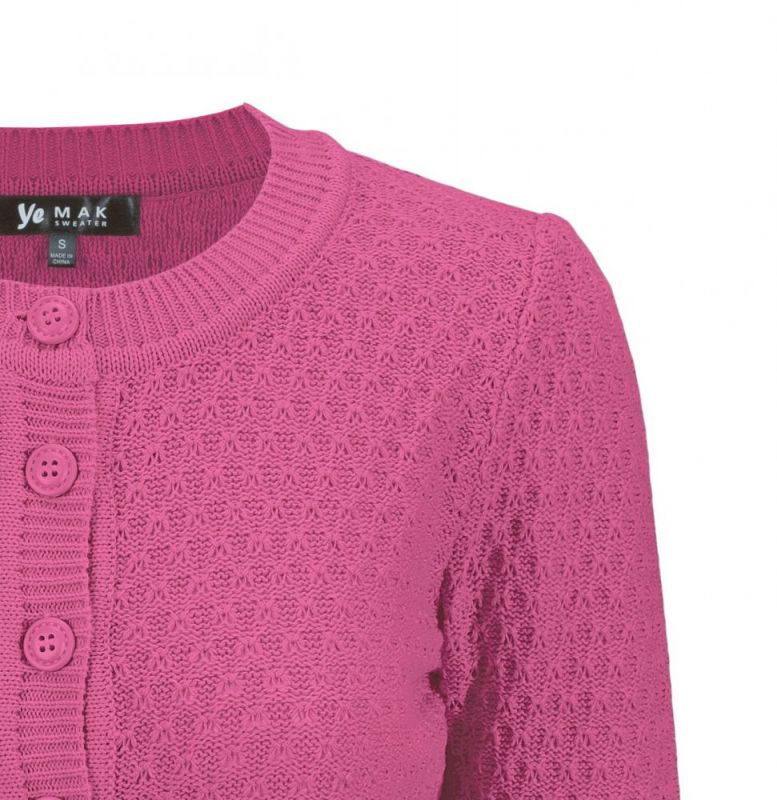 MAK Cardigan, Pat 50s Magenta PLUS