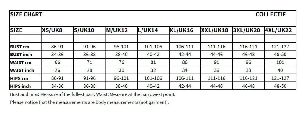 Bolero Size Chart