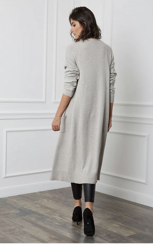 Pitkä neuletakki, Vaalea Beige