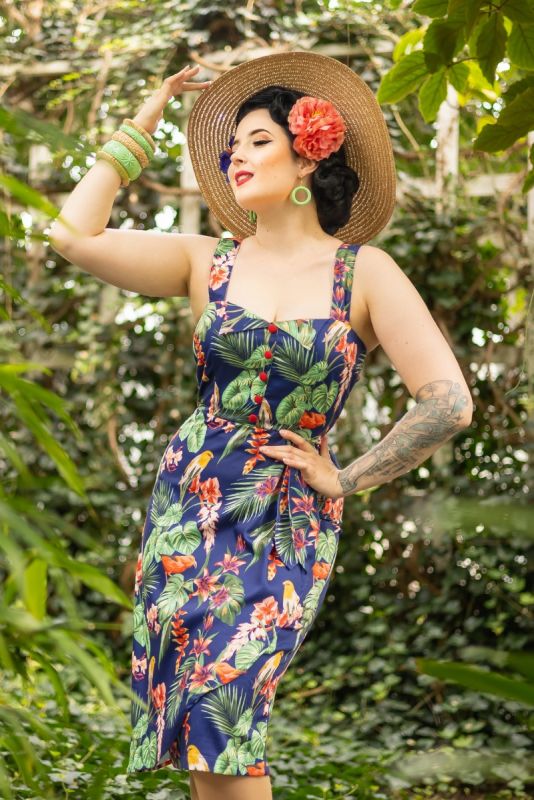 Pencil Dress, FLORAL BIRD (9720)