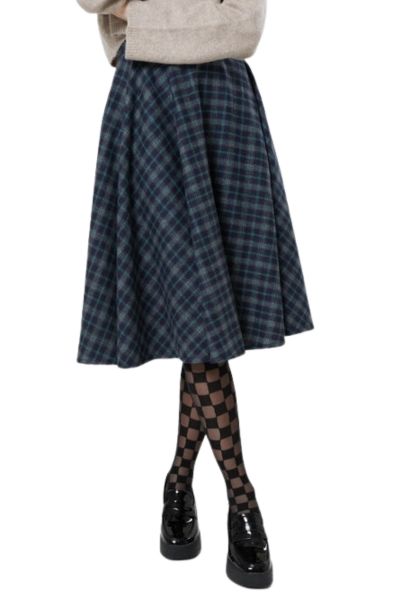 Swing Skirt, SOPHIE Blue Ink Check (6838)