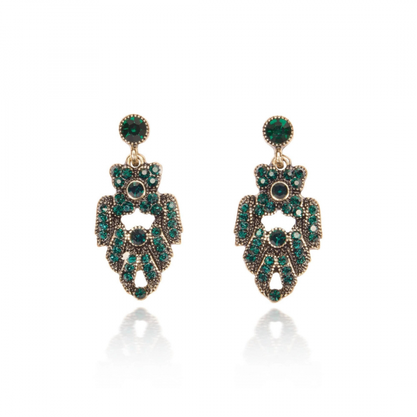 Earrings, ART DECO Emerald 