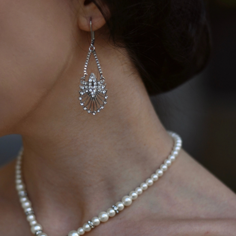 Earrings, ART DECO Crystal Drop