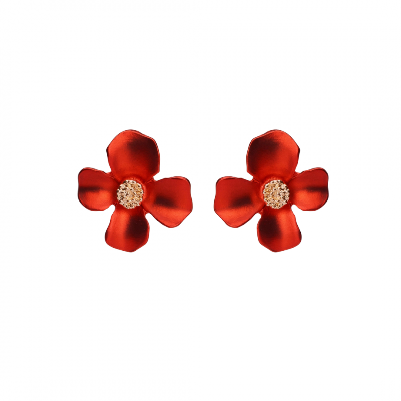 Earrings, RUBY RED Floral