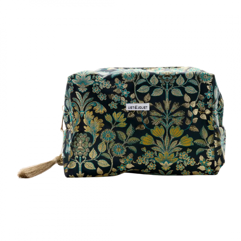 Cosmetic Bag, VINTAGE FLOWERS Green