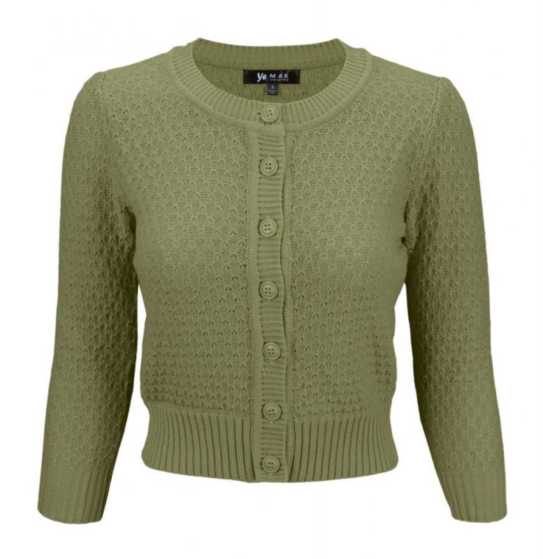 MAK Cardigan, Pat 50s Olive PLUS