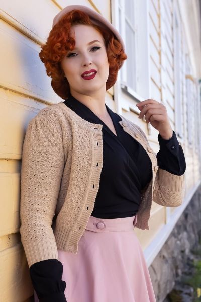 MAK Cardigan, Pat 50s Taupe