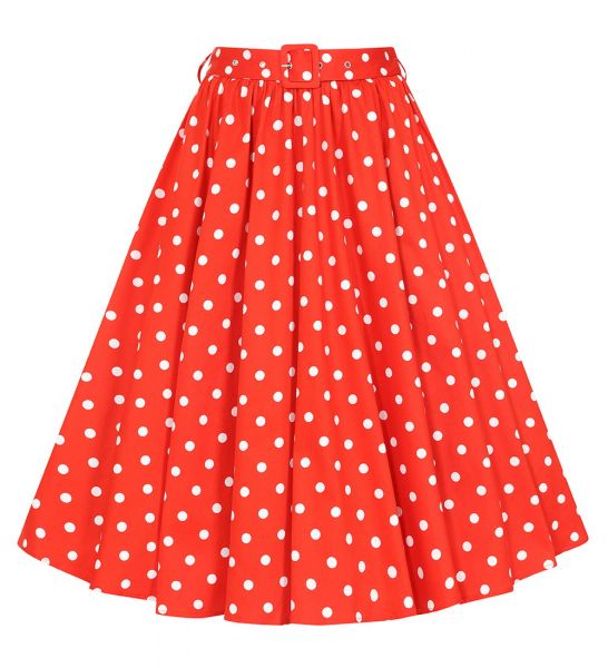 Swing Skirt, HR PAULA Red Polkadot (579)