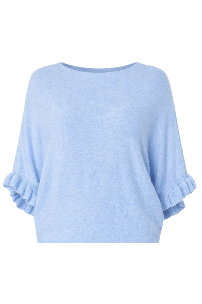 Knitted Top/Poncho, FRILL Light Blue