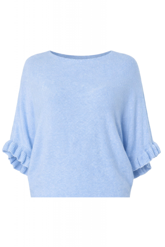 Knitted Top/Poncho, FRILL Light Blue