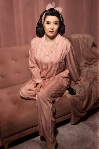 Pyjama, STRIPED Long Pink