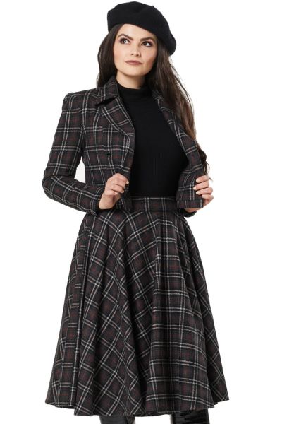 Swing Skirt, SOPHIE Charcoal Check (5641)