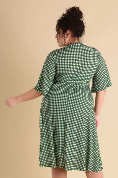 Wrap Dress, SABRINA Green Gingham
