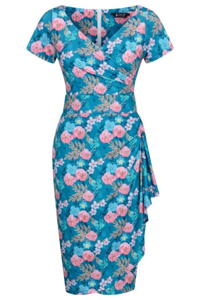 Pencil Dress, ELSIE Turquoise Floral