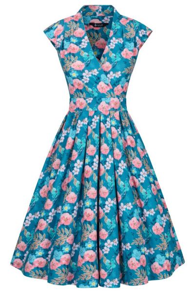 Swing Dress, EVA Turquoise Floral