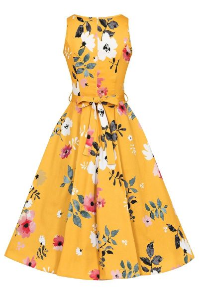 Swing Dress, HEPBURN Watercolor Mustard