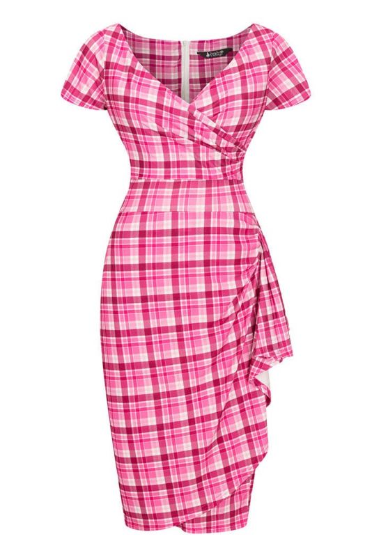 Pencil Dress, ELSIE Pink Gingham