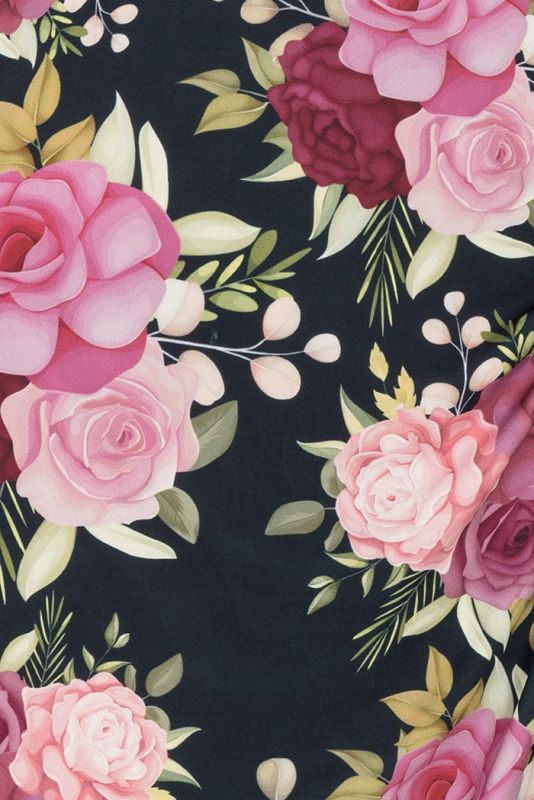 Pencil Dress, ELSIE Pink Roses On Navy
