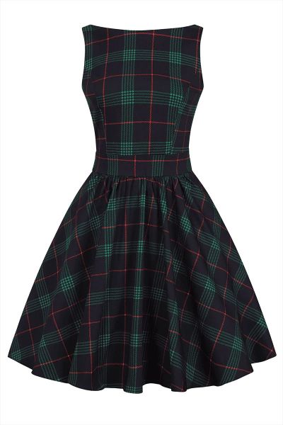 Swing Dress, TEA Navy Tartan