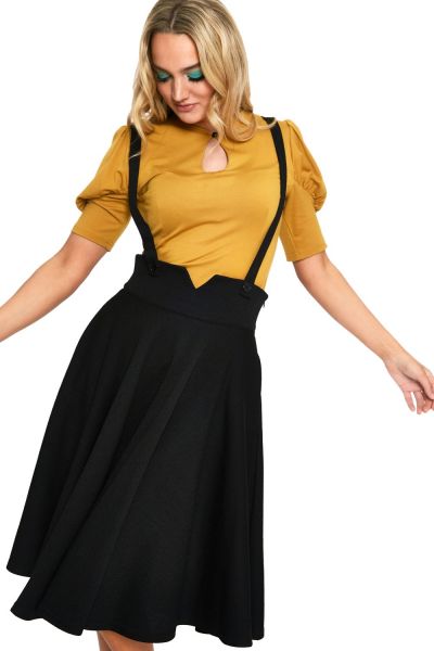 Overall Skirt, BLACK HERRINGBONE (3700)