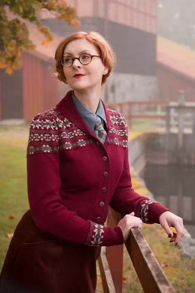 EMMY Cardigan, Fair Isle Maroon