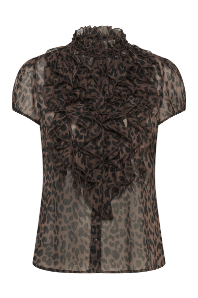 Ruffle Blouse, LILJA Brown Leo