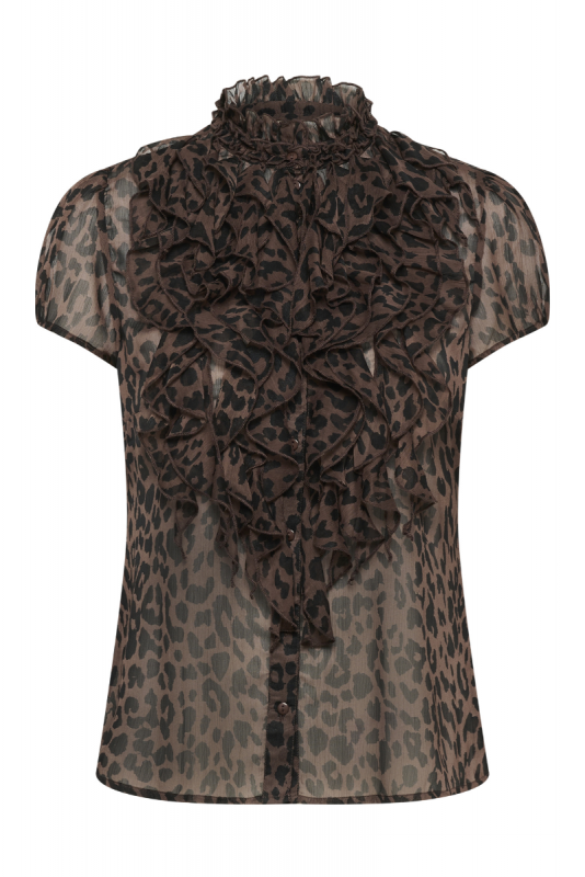 Ruffle Blouse, LILJA Brown Leo
