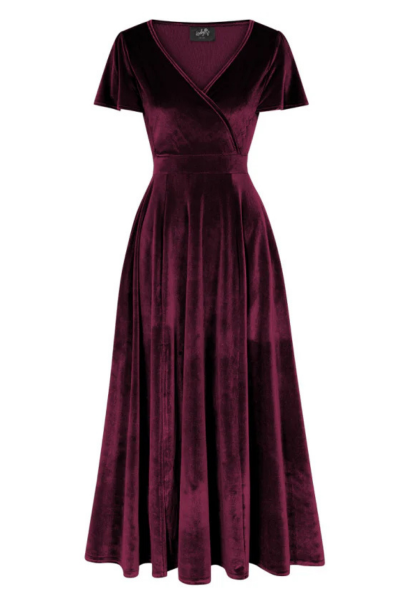 Maxi Dress, LYRA Velvet Burgundy