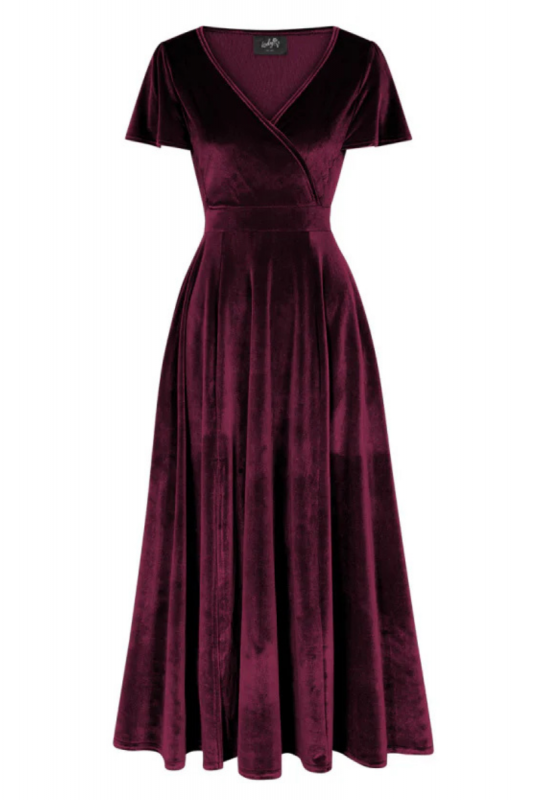 Maxi Dress, LYRA Velvet Burgundy