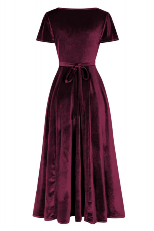 Maxi Dress, LYRA Velvet Burgundy