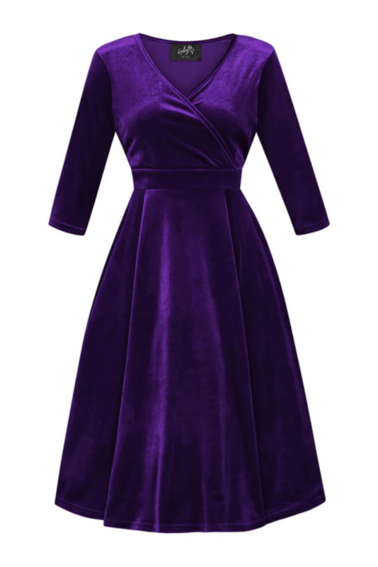Swing Dress, LYRA Purple Velvet
