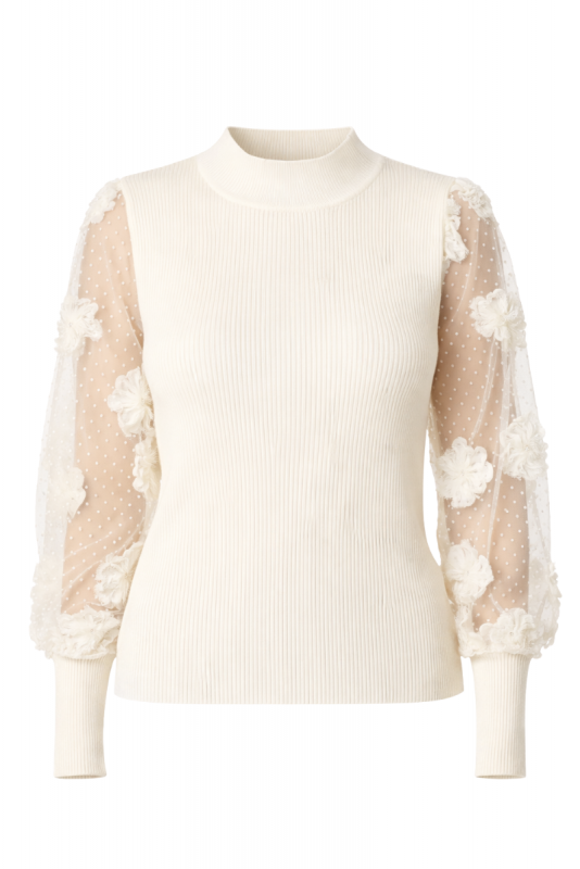 Knitted Top, BELLE BLOOM Ivory