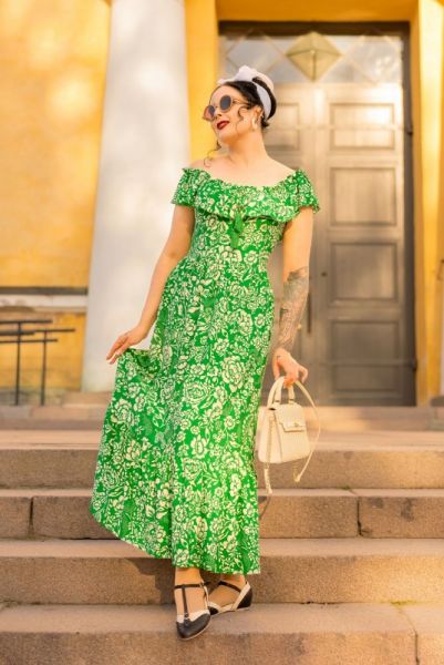Dress, BARDOT Retro Floral Green
