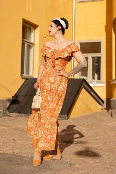 Dress, BARDOT Retro Floral Orange