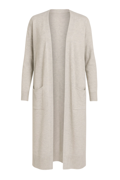 Pitkä neuletakki, Vaalea Beige
