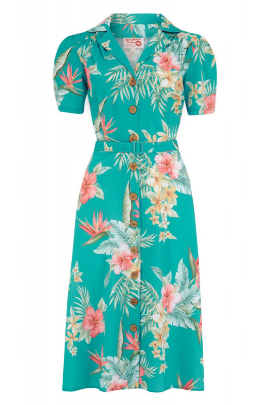 Shirtwaister Dress, ROCK'N ROMANCE Charlene Honolulu Teal